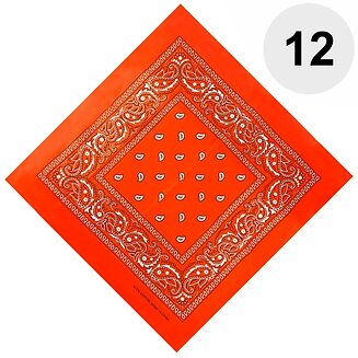 Fako Fashion - Bandana - Hoofddoek - Mondbescherming - Zakdoek - Paisley - Donker Oranje - 12 Stuks