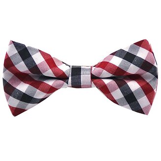 Fako Fashion - Kinder Vlinderstrik - Vlinderdas - Geblokt - 10cm - Rood/Wit/Zwart