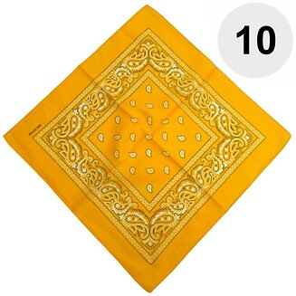 Fako Fashion - Bandana - Hoofddoek - Mondbescherming - Zakdoek - Paisley - Goudgeel - 10 Stuks