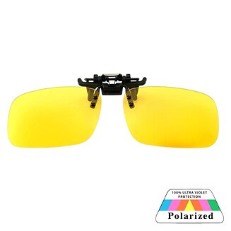 Fako Sunglasses - Clip On Voorzet Zonnebril In Box - Overzet Clip-on - Polariserend - Polarized - Medium - 130x37mm - Geel