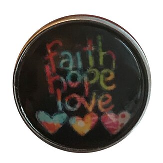 Fako Bijoux - Click Button - Glas - Faith Hope Love