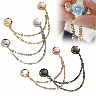 Fako Bijoux - Vestsluiting - Vestclip - Set 4 Stuks - Magneet Broche Mini Ketting - Mix