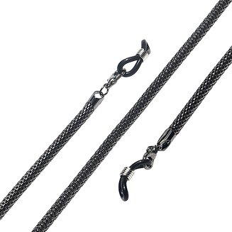 Fako Bijoux - Brillenkoord - RVS - Stainless Steel - Metaal - Mesh - 3mm - 75cm - Donkergrijs