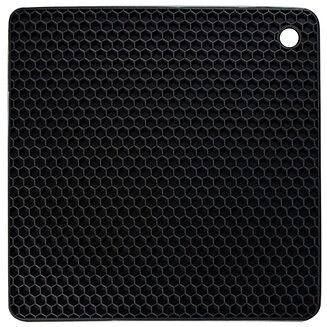 Fako - Pannenonderzetter Hittebestendig - Onderzetter Voor Pannen - Siliconen Mat - Potopener - 18x18cm - Vierkant - Zwart
