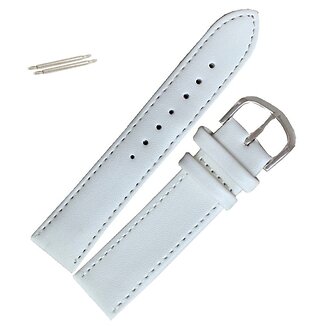 Fako - Horlogebandje - Leer - 20mm - Wit