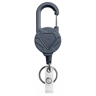 Fako Bijoux - Robuuste Uittrekbare Sleutelhanger Met Koord - Met Karabijnhaak En Badgehouder - Long - 80 cm Stalen Koord - Veilige Sleutelhanger - ID-Haspel Voor Werk En Evenementen
