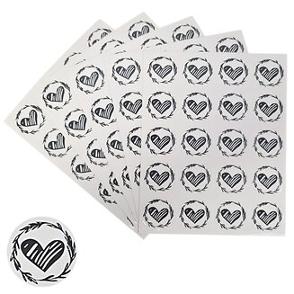 Fako Bijoux - Transparante Stickers Op Vel - 32mm - Hart Krans Zwart - Serie 1 - Sluitsticker - Sluitzegel - Cadeau Sticker - Hartje Zwart - 200 Stuks