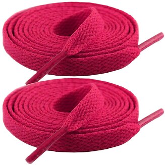 Fako Fashion - Schoenveters - Plat - 8mm - 120cm - 1 Paar - 2 Stuks - Donkerroze