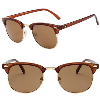 Fako Sunglasses - Club Style Zonnebril - Polariserend - Dames - Heren - Bruin/Goud - Bruin