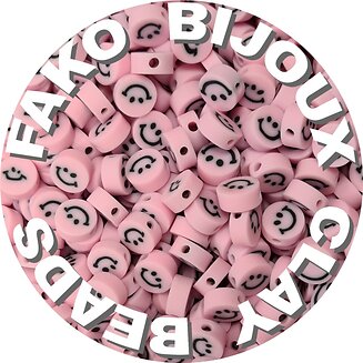Fako Bijoux - Klei Kralen Smiley / Emoji Roze - Figuurkralen - Kleikralen - 10mm - 100 Stuks