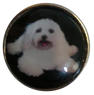 Fako Bijoux - Click Button - Glas - Hond Zwart/Wit