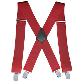 Fako Fashion - Brede Heren Bretels - Volwassenen - 50mm Breed - 4 Clips - 28mm Brede Clips - XL - 120cm – Rood
