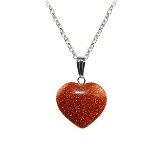 Fako Bijoux - Ketting - Hart Natuursteen - 20x20mm - Goldfluss - 50cm