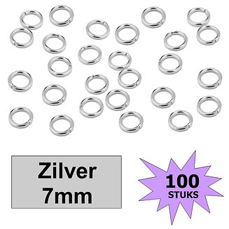 Fako Bijoux - Oogjes - Ringetjes - RVS - Sieraden Maken - Zilverkleurig - 7mm - 100 Stuks