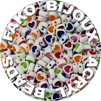 Fako Bijoux - Acryl Kralen - Hartjes Wit Duo - 8mm - Sieraden Maken - 200 Stuks