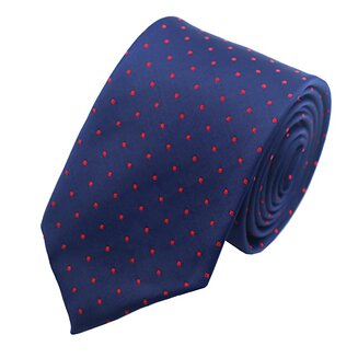 Fako Fashion - Skinny Stropdas - DLX - 145cm - Navy Blauw Rode Stipjes