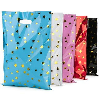 Fako Bijoux - 50x Folie Uitdeelzakjes Gouden Sterren - 50 stuks - Traktatie Zakjes Voor Uitdeelcadeautjes - Uitdeelzakjes Kinderfeestje - Verjaardag - 5 Kleuren
