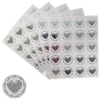 Fako Bijoux - Transparante Stickers Op Vel - 32mm - Hart Krans Zilver - Serie 2 - Sluitsticker - Sluitzegel - Cadeau Sticker - Hartje Zilver - 200 Stuks