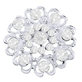 Fako Bijoux - Broche - Bloem Kristal - 32x32mm - Wit