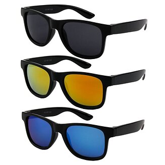 Fako Sunglasses - Kinder Zonnebrillen Set - Zwart - Blauw - Rood - 3 Stuks