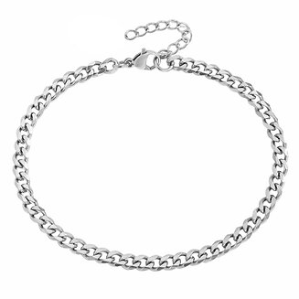 Fako Bijoux - Enkelbandje - Enkelsieraad - Schakelketting - Gourmette - Cuban Link - Zilverkleurig