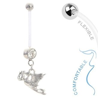 Fako Bijoux - Zwangerschapspiercing - Ooievaar - Wit