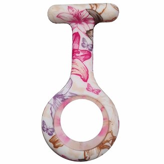 Fako - Verpleegstershorloge - Siliconen Hoesje Print - Bloemen Roze/Paars