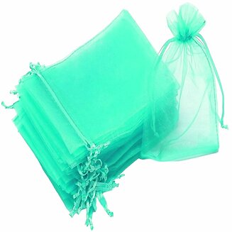 Fako Bijoux - Organza Zakjes - 9x12 cm - Feestzakjes - Snoepzakjes - Cadeauzakjes - Uitdeelzakjes - Sieradenzakjes - Aqua - 20 Stuks