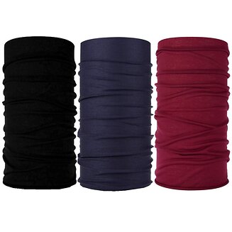 Fako Fashion - 3-Pack Microfiber Faceshield - Bandana - Nekwarmer - Sjaal - Zwart/Navy/Bordeaux