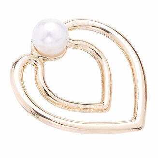 Fako Bijoux - Sjaalklem - Hart Met Parel - 40x40mm - Goudkleurig