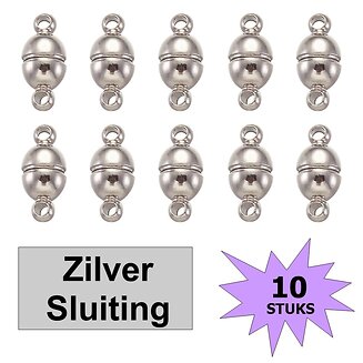Fako Bijoux - Magnetische Sluiting - Magneet Sluitingen - Sieraden Maken - Metaal - 11x5mm - 10 Stuks - Zilverkleurig