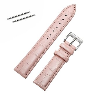 Fako® - Horlogebandje - Echt Leer - 18mm - Croco - Roze