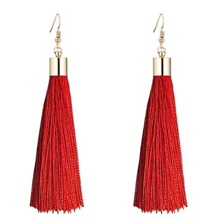 Fako Bijoux - Kwast Oorbellen Classic - 8cm - Goud - Rood