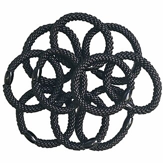 Fako Fashion - Gevlochten Haarelastiekjes Met Kraal - Dikke Haarelastiekjes Te Dragen Als Armband - 2-in-1 Haar Elastiek - 20 Stuks - Zwart