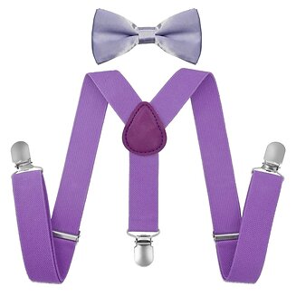 Fako Fashion - Kinder Bretels Met Vlinderstrik - 65cm - Lichtpaars