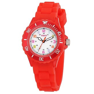 Fako - Kinderhorloge - Siliconen - Regenboog - Rood