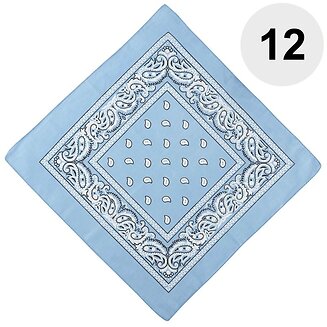Fako Fashion - Bandana - Hoofddoek - Mondbescherming - Zakdoek - Paisley - Lichtblauw - 12 Stuks