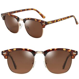 Fako Sunglasses - Club Style Zonnebril - Polariserend - Dames - Heren - Luipaard/Goud - Bruin