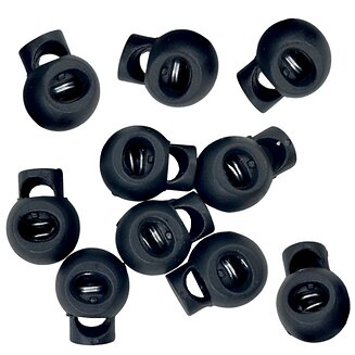 Fako Bijoux - 10x Koordstopper - Cord Lock - Enkel Gat - 17x22mm - 5.5x8.5mm Gat - Zwart - 10 Stuks