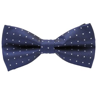 Fako Fashion - Vlinderstrik - Vlinderdas - Deluxe - 12cm - Donkerblauw Met Kruisjes