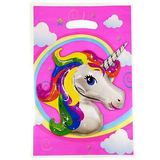Fako Bijoux - Uitdeelzakjes - 10 stuks - Traktatie Zakjes Voor Uitdeelcadeautjes - Uitdeelzakjes Kinderfeestje - Verjaardag - Unicorn / Eenhoorn