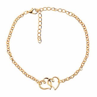 Fako Bijoux - Enkelbandje - Dubbel Hart - Goudkleurig