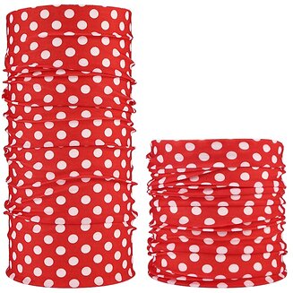 Fako Fashion - Microfiber Faceshield - Bandana - Nekwarmer - Sjaal - Rood Witte Stippen