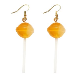 Fako Bijoux - Oorbellen - Lolly Op Een Stokje - 15x78mm - Geel