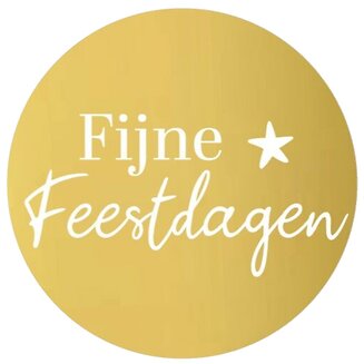 30x Sticker Fijne Feestdagen - Goudfolie - Sluitsticker - Sluitzegel - Feeststicker Presentje - Enveloppe - Cadeau - Gift - Cadeauzakje - Traktatie - Leuk inpakken - Sticker - 50mm - 30 Stuks