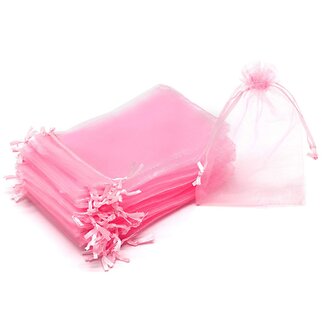 Fako Bijoux - Organza Zakjes - 13x18 cm - Feestzakjes - Snoepzakjes - Cadeauzakjes - Uitdeelzakjes - Sieradenzakjes - Roze - 100 Stuks