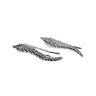 Fako Bijoux - Oorbellen - Steker - Leaf - Veertje - Zilverkleurig