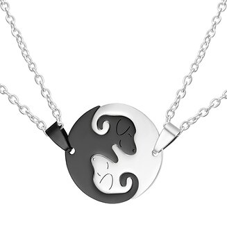 Fako Bijoux - Vriendschapsketting - RVS - Hond - Yin Yang - Rond - Zilver/Zwart