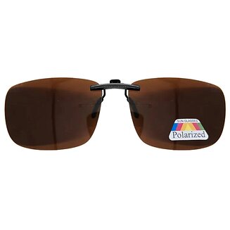 Fako Sunglasses - Clip On Voorzet Zonnebril Black Metal - Overzet Clip-on - Polariserend - Polarized - Large - 130x43mm - Bruin