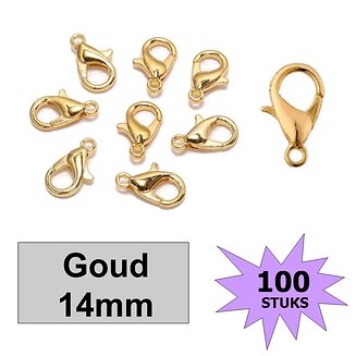 Fako Bijoux - Karabijn Sluitingen - Goudkleurig - 14mm - 100 Stuks